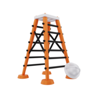 Representación 3d de escaleras de construcción con casco de seguridad png