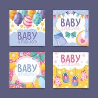 Baby Shower Cute Colorful Element Card Collection vector