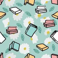 abstract flowers with books Seamless pattern repeat wallpaper vector