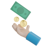 3d Illustration Object icon hand hold coin money Can be used for web, app, info graphic, etc png