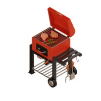 ilustración de parrilla de barbacoa con parrilla de máquina 3d png