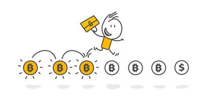 figuras de palitos. bitcoins vector