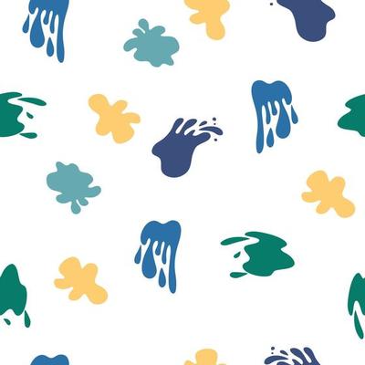 Spray paint seamless pattern. Colorful collection of splashes, liquids of decorative shapes. Various splashes and drops, cartoon splashes. Vector cartoon illustration isolate