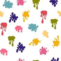 Spray paint seamless pattern. Colorful collection of splashes, liquids of decorative shapes. Various splashes and drops, cartoon splashes. Vector cartoon illustration isolate