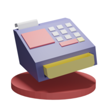 Il registratore di cassa dell'icona dell'oggetto dell'illustrazione 3d può essere utilizzato per il web, l'app, la grafica informativa, ecc png
