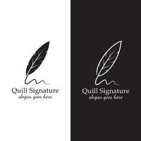 Quill signature logo design with two versions vector