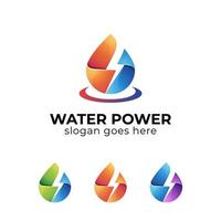 logotipos de gradiente de caída de flash, gas de petróleo, diseño de icono de símbolo de logotipo de energía de agua eléctrica