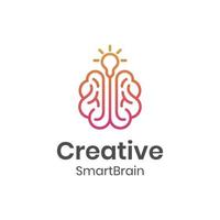 Creative brain connect logos with bulb lamp symbol icon design vector