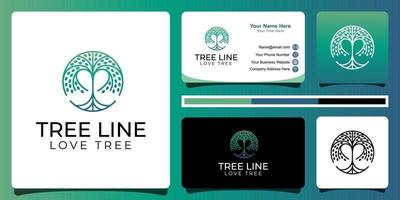 nature tree life logo inspiration, tree love garden logo symbol and business card design vector