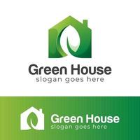 Green eco house gradient logo, nature shop, eco shop symbol icon design vector