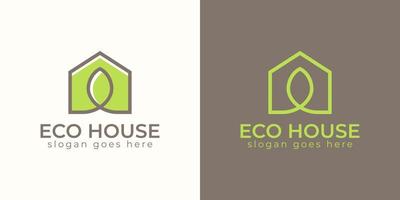 diseño de logotipo de casa o casa naturaleza con plantilla de diseños de símbolo de hoja vector