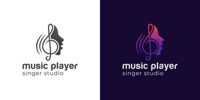 logotipos modernos de cantante coro música estudio símbolo icono diseño dos versiones vector