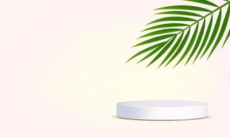 podio de producto moderno con vector de hoja de palma tropical