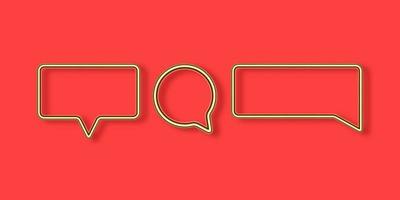 Realistic golden speech bubbles on the red background Vector