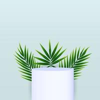 Realistic product podium with tropical palm leaves on the background Vector