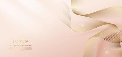 líneas curvas doradas abstractas elegantes sobre fondo rosa pastel suave con espacio de copia para texto. concepto 3d de lujo.
