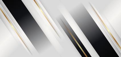 Abstract 3d elegant template geometric white and black background with gold lines diagonal and copy space for text. Luxury style. vector