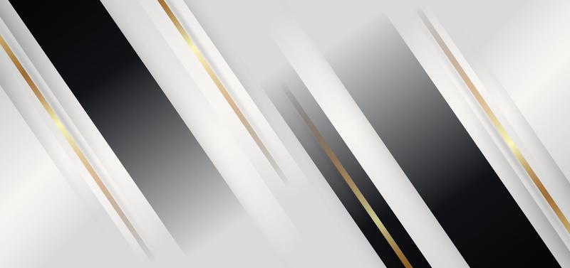 Abstract 3d elegant template geometric white and black background with gold lines diagonal and copy space for text. Luxury style.