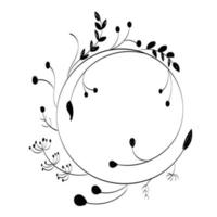 Flower Wreath Line Art with abstract shape vector