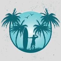 Cool Summer Palm Beach T-shirt Design for surf lovers vector