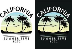 diseño de camiseta de verano de california 2022 vector