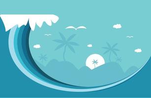 Sea wave background background fluid mountain tree elements Popular Design Poster Eps10 Vector