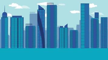 flat cartoon side view of high rise building city town vector