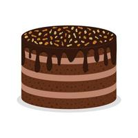 pastel de chocolate con ilustración de migas de nuez vector