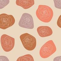 One line roses with color spots seamless pattern vector