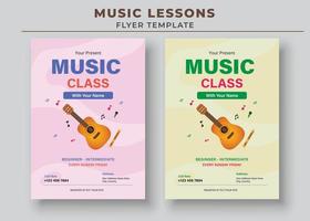 plantilla de volante de lecciones de música, póster de lecciones de piano, póster de clase de música, póster de lecciones de guitarra vector