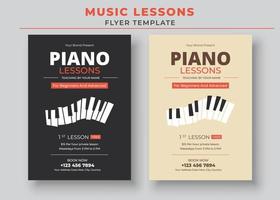 Music Lessons Flyer Template, Piano Lessons Poster, Music Class Poster, Guitar Lessons Poster vector