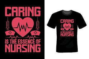 diseño de camiseta de cita de enfermera, tipografía, vintage vector