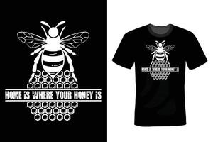 Bee T shirt design, vintage, typography vector