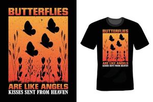 Butterfly T shirt design, vintage, typography vector