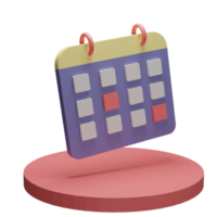 Il calendario dell'icona dell'oggetto dell'illustrazione 3d può essere utilizzato per il web, l'app, la grafica informativa, ecc png