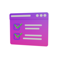 3d Illustration Object icon checklist data Can be used for web, app, info graphic, etc png