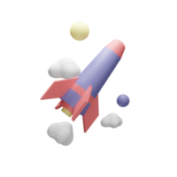 3d Illustration Object icon rocket Can be used for web, app, info graphic, etc