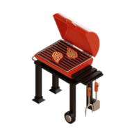 bbq grill illustration with machine grill 3d png