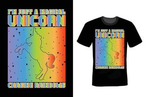 diseño de camiseta de unicornio, vintage, tipografía vector