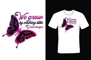 diseño de camiseta de mariposa, vintage, tipografía vector