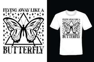 Butterfly T shirt design, vintage, typography vector