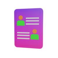 3d Illustration Object icon data document Can be used for web, app, info graphic, etc png