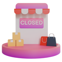 3D Illustration object icon closed shop png