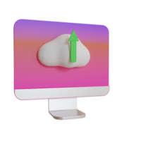 La computadora con ícono de objeto de ilustración 3d se puede usar para web, aplicación, gráfico de información, etc. png