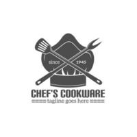 chef utensilio logo grill diseño vintage vector