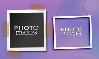 photo frame on black and blank background, vector illustration