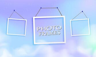 photo frame with blank background and hanging rope vector illustration