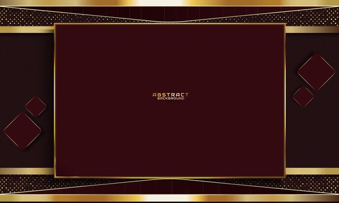 Red luxury background with gold frame line decoration and modern elements layout