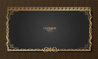 vintage background with gold patterned ornament frame, vector illustration