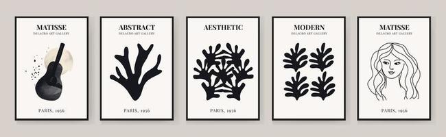 Abstract Matisse Art Set, Aesthetic Modern Art, Minimalist Art, Illustration, Vector, Poster, Postcard. A set of abstract fashion creative art. vector